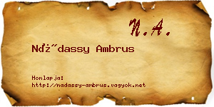 Nádassy Ambrus névjegykártya